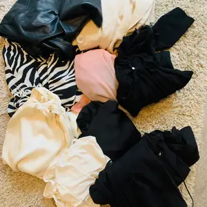 This includes leather pant from Zara, a body suite from Zara, Tops from Gina tricot, dresses from Zara, tops from H&M.Blazer from Gina.Altogethere there are 9items. Mostly suitable for M-L