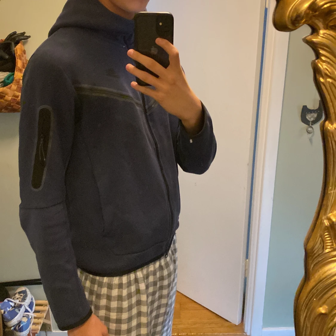 Blå Nike tech fleece hoodie   - 90