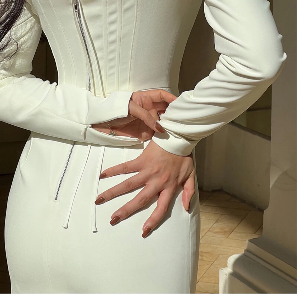 Cream White Maxi Pencil Dress - 1