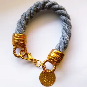Handmade bracelet, grey and gold, new,  21 cm length 