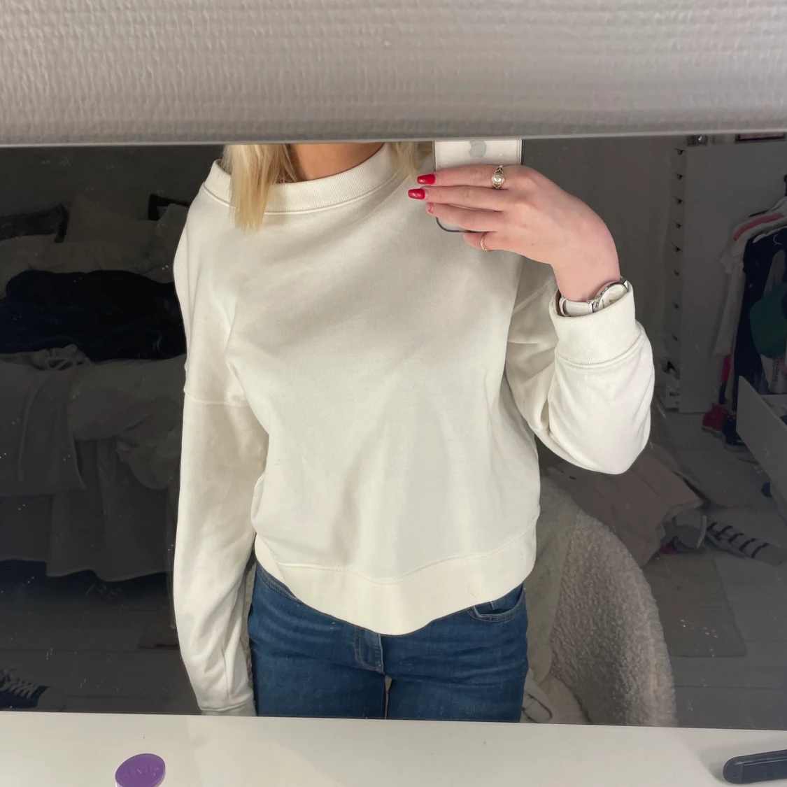 vit tjock tröja - 90