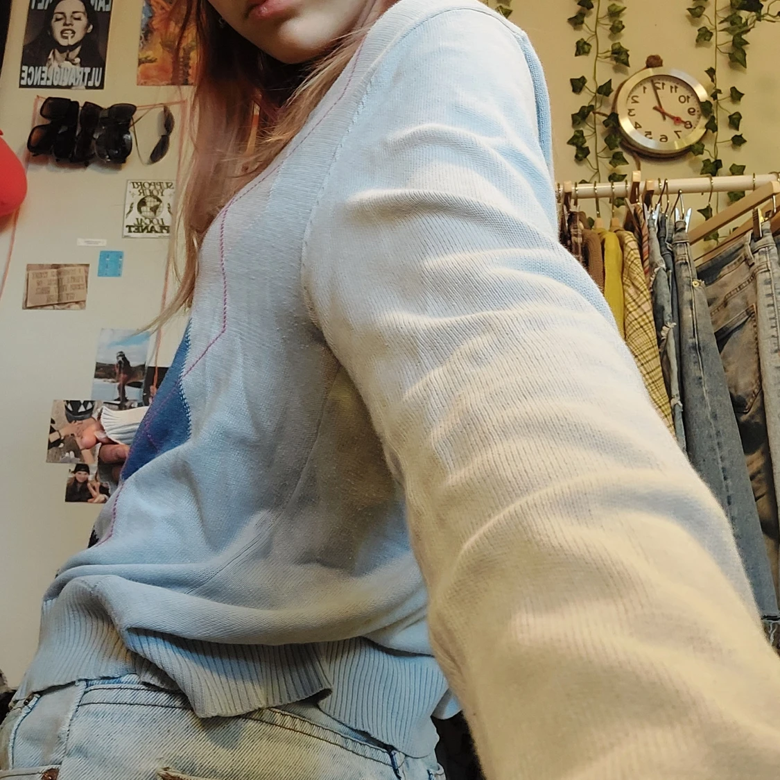 Ljusblå farfarströja - 91