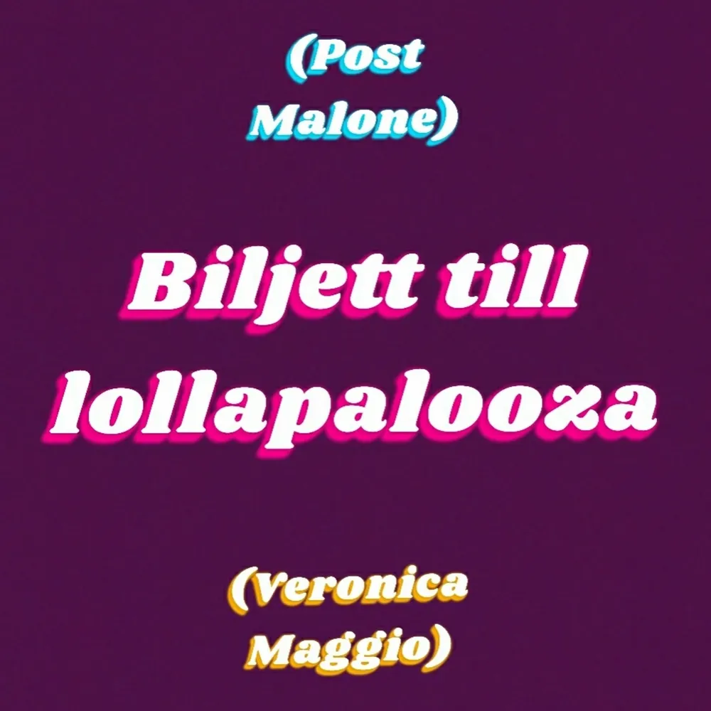 En dags biljett till Lollapalooza 2022 i Stockholm! Det sker Juli 2 där bland annat Post Malone och Veronica Maggio uppträder! Biljetten skickas via mail. Det går att diskutera pris, ordinarie pris ligger på 1266 kr 💜. Accessoarer.