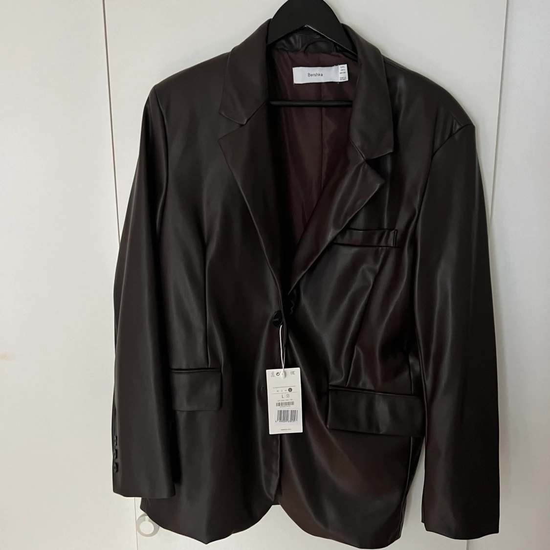 Bershka blazer i brunt läder Strl L