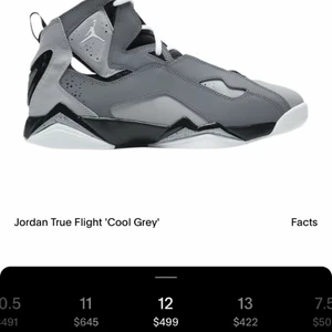 NIKE JORDAN TRUE FLIGHT ' COOL GREY  - Säljer mina Jordan 6 som är köpta i nyc för några år sedan,väldigt sällsynta och väl omhändertagna. Dom passar inte riktigt min stil och det är därför jag säljer dom. För fler frågor och bilder kontakta mig via dm. Köparen står för frakt😊