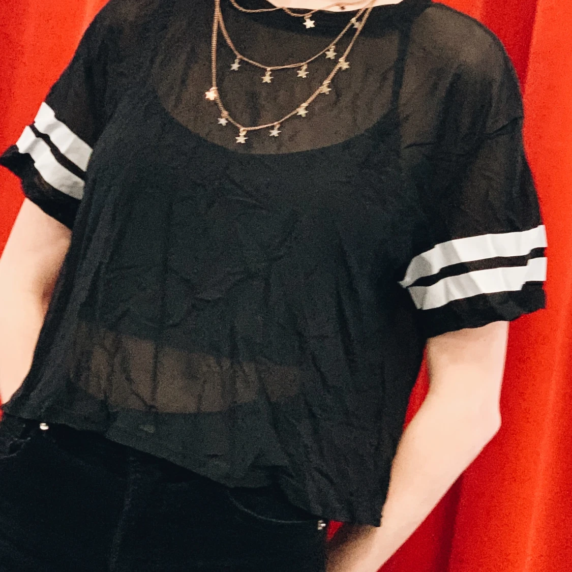 sheer svart T-shirt  - 90