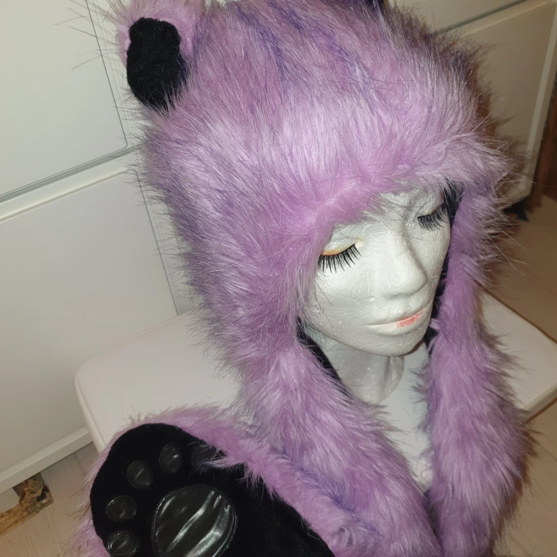 Kawaii fluffy scarf vinter mössa vantar