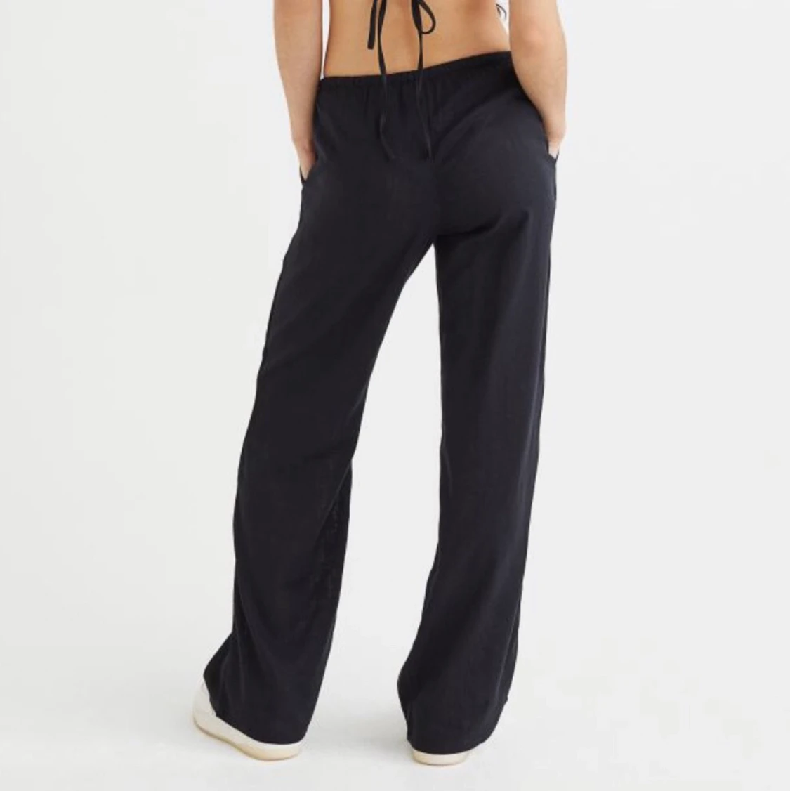 Svarta lågmidjade Linnebyxor  - 90