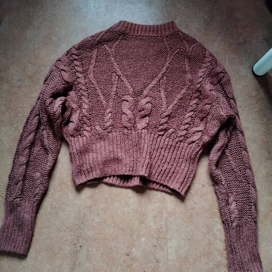 Orange stickat tjocktröja - 90