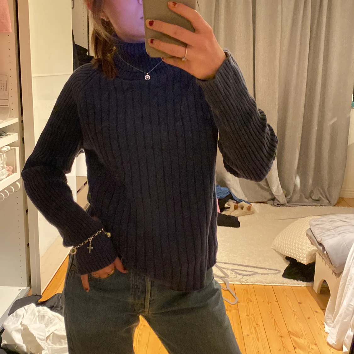 Stickad polo tröja  - 90