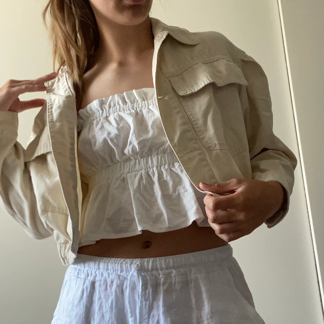 Beige jeans jacka - 90