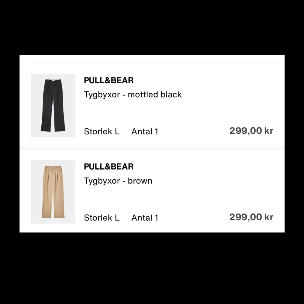 Kostymbyxor från pull & bear i storlek L (jag skulle säga att de passar M) . Originalpris 299. Jeans & Byxor.