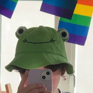 Grod hatt  - En grod bucket hat, storleken är justerbar. Fint skick. Frakt tillkommer. 