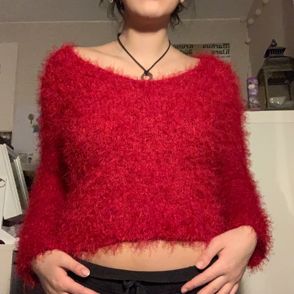 Lurvig röd långärmad - 90