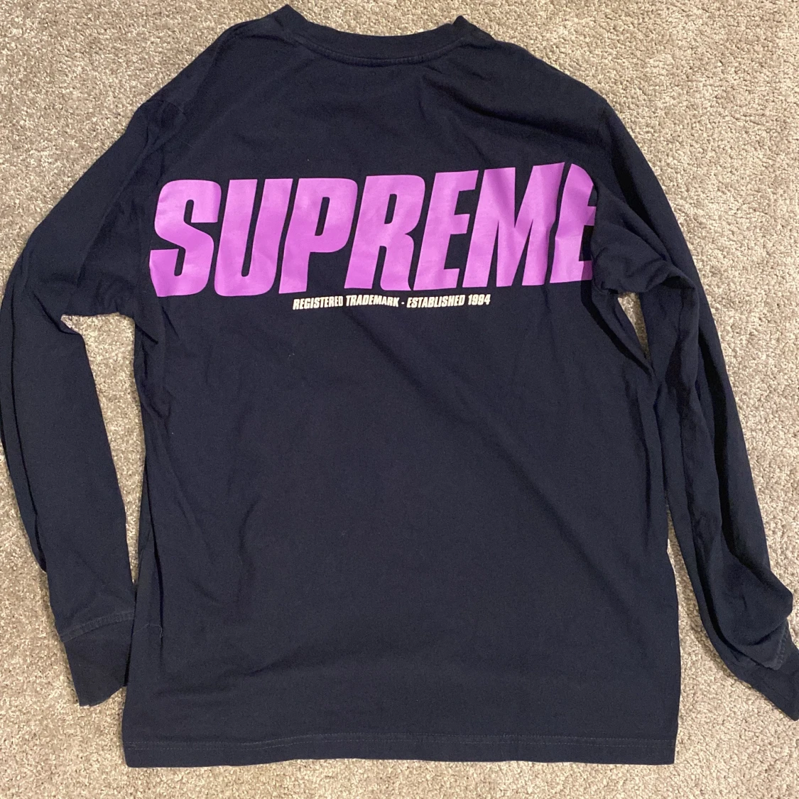Supreme Trademark L S Top Navy Blue FW19