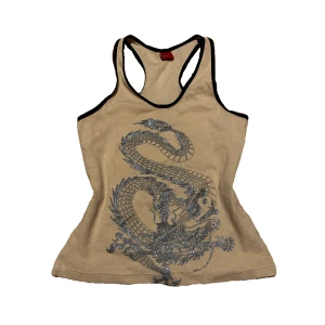 Linne - Fint beige linne med en silvrig drake💗gratis frakt!