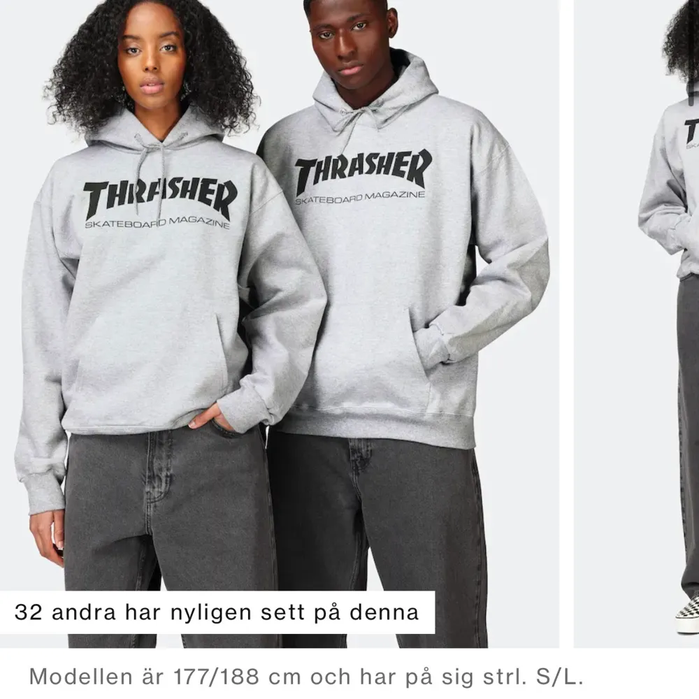 Grå thrasher hoodie i storlek S, väldigt gott skick och knappast använd . Hoodies.