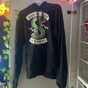 Riverdale Southside sperpents hoodie - Southside serpent hoodie, inte jätte använd köptes för typ 2 år sedan för typ 400 spänn men säljer nu för att jag inte alls är intresserad av den längre. Tröjan är i storlek S (kvinnostorlek)