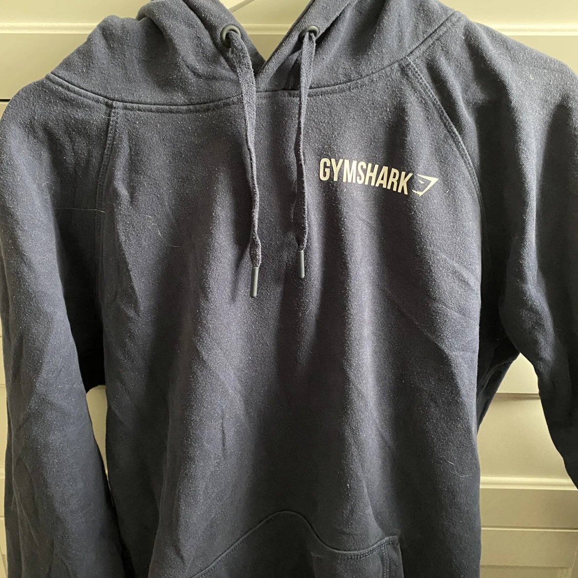 Blå gymshark hoodie 