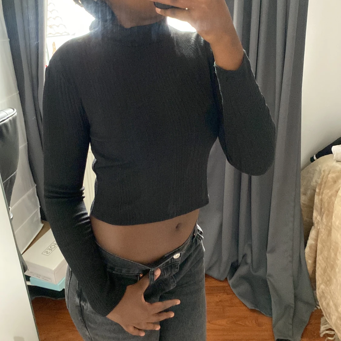 Cropped halv polo topp - 90