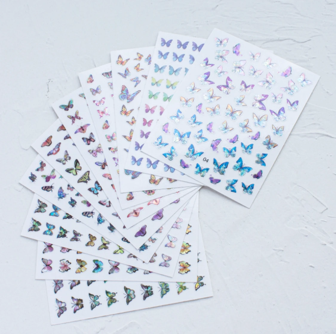 Nagel Konst Laser Fjril Klistermärken Metall Hologra - 90