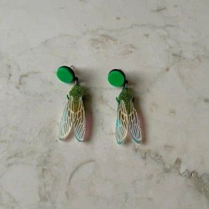 Vintage Green Bug Earrings - Vintage Bug Earrings in Bottega Green  Fun fairy style   gently worn 