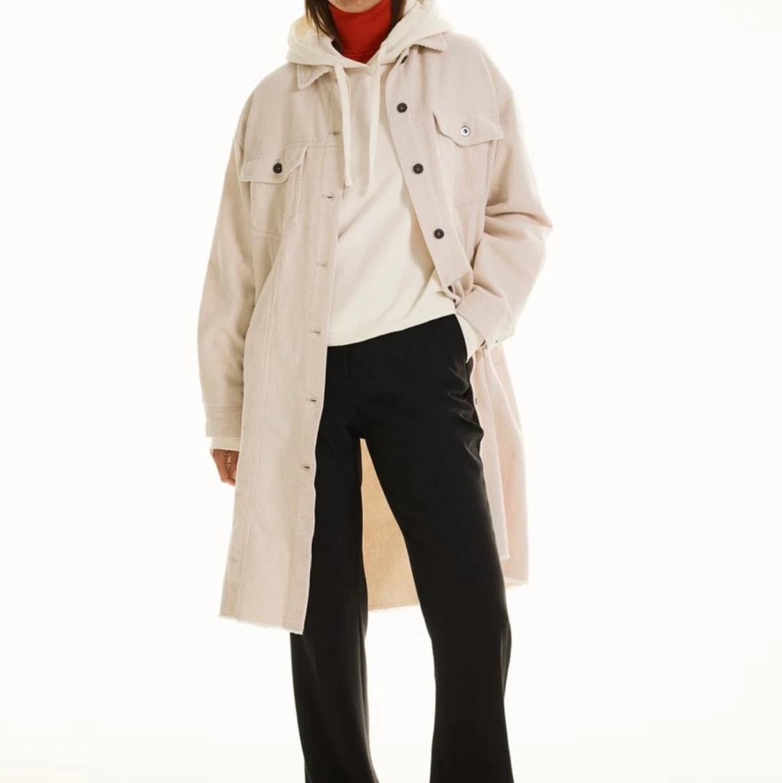 Zara lång skjortjacka, manchestertyg 