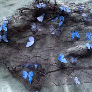 Söt mesh topp med blå fjärilar, helt sagolik och oanvänd 