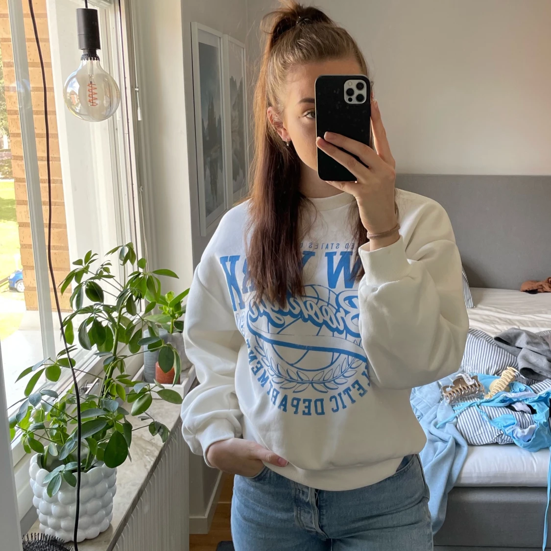 Sweatshirt med tryck - 90