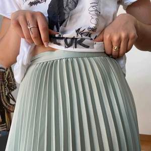 Snygg plisserad kjol i typ pastel grön, midjeband med stretch och sitter skönt för de flesta runt stl 34-38. Perfekt för våren, plus den är endast använd ett fåtal gånger’ Möter helst upp i stockholms området!