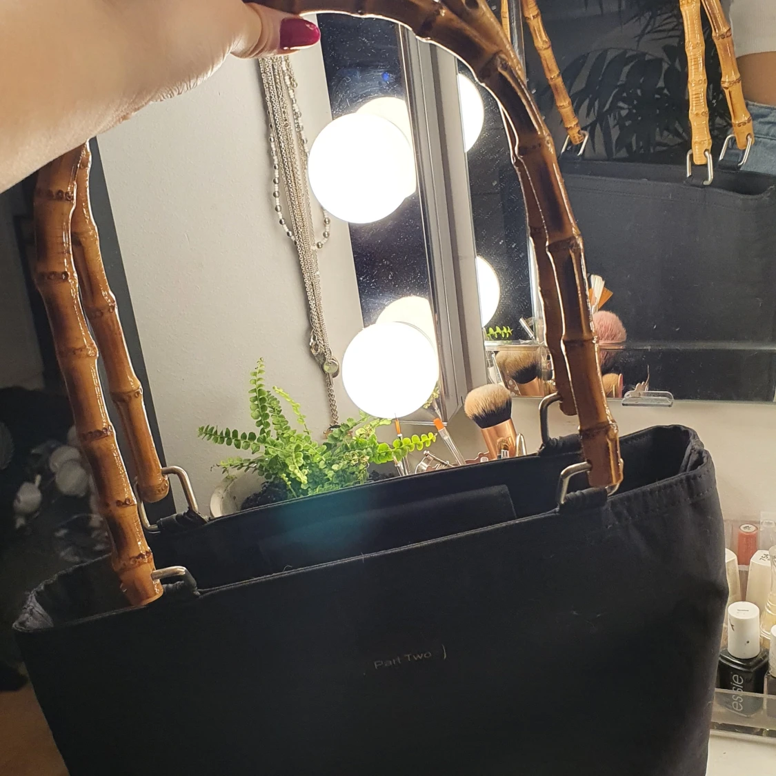 Svart bambu handväska Part Two - 91