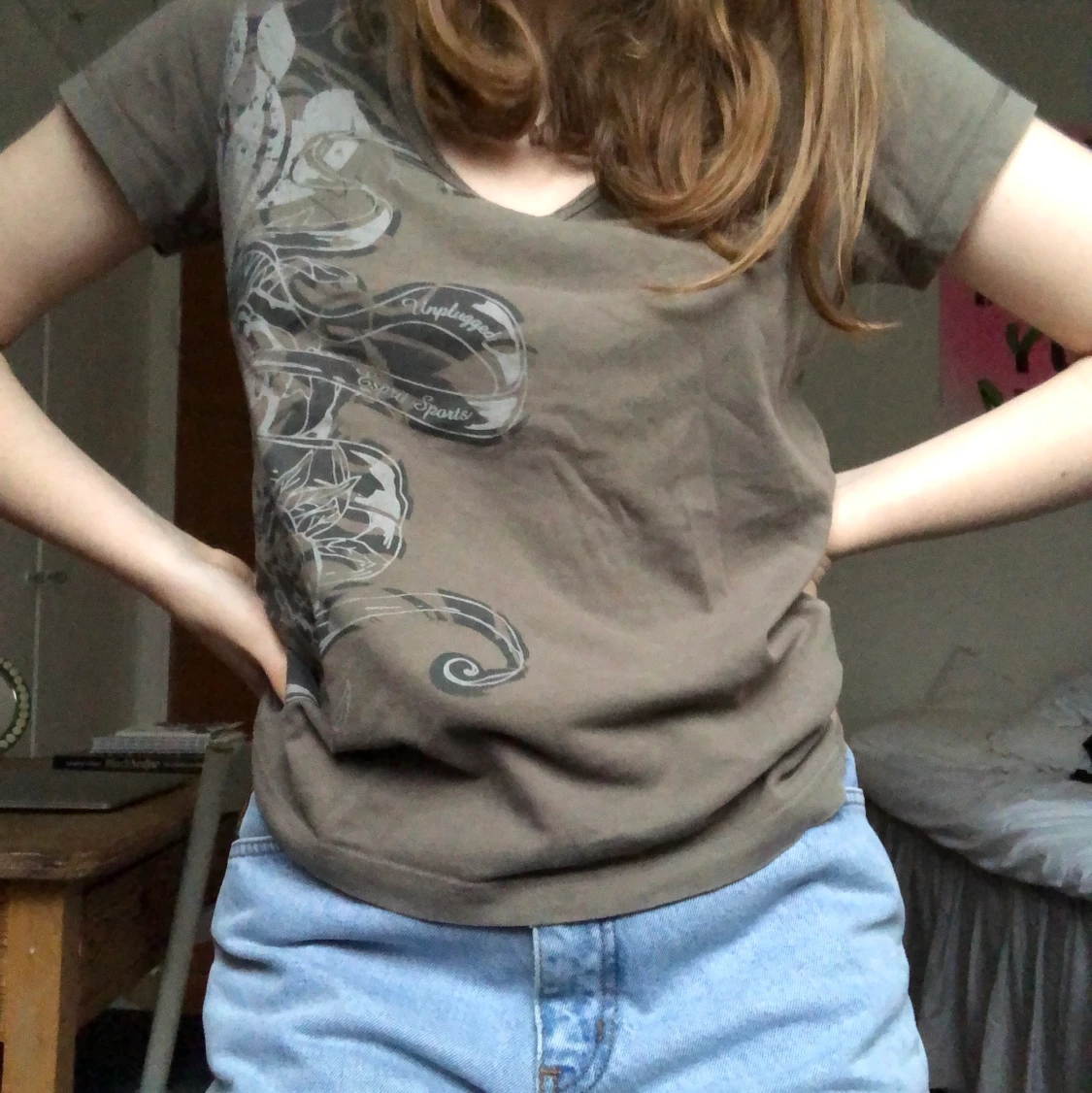 brun / beige tröja med tryck - 90