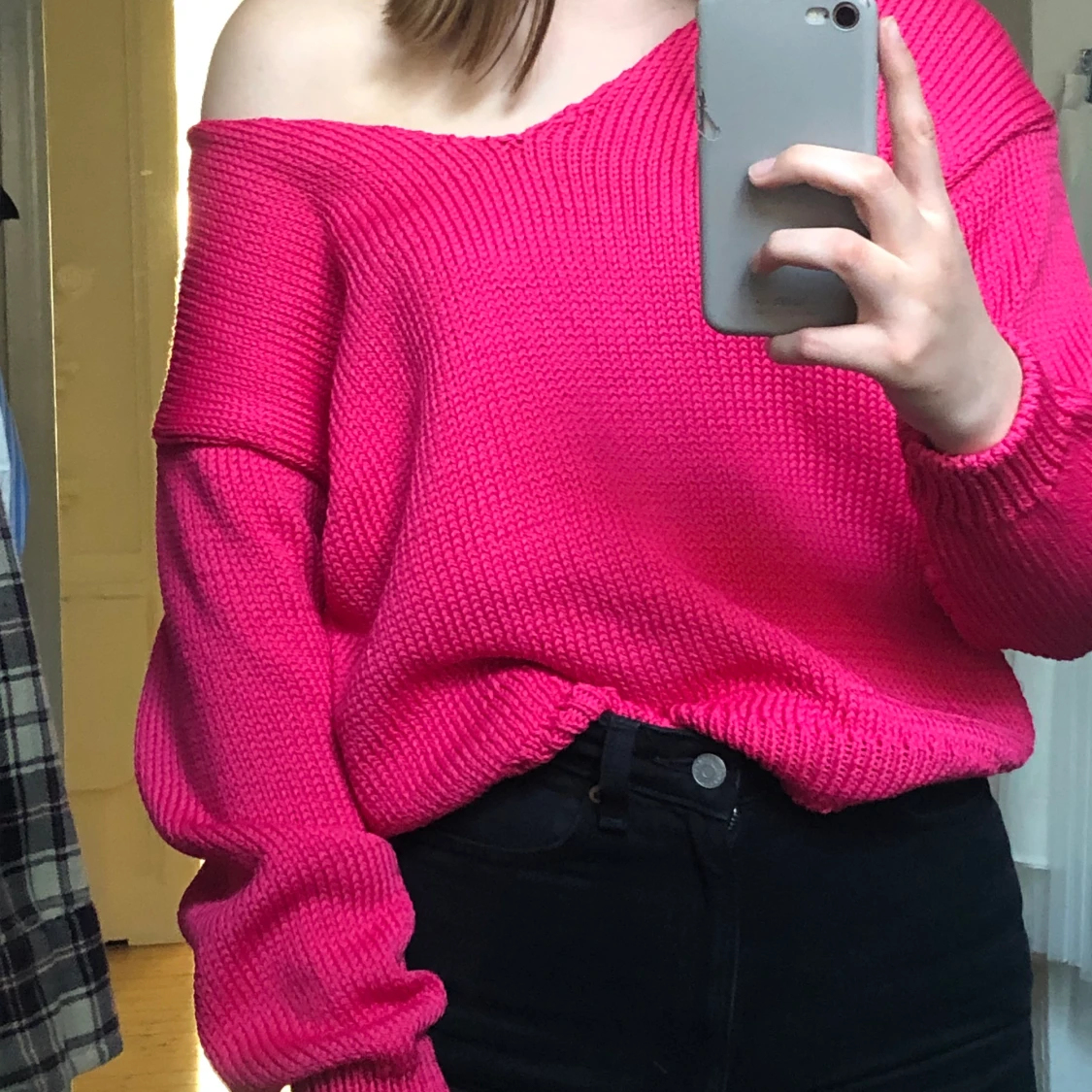 Rosa stickad tröja från mango