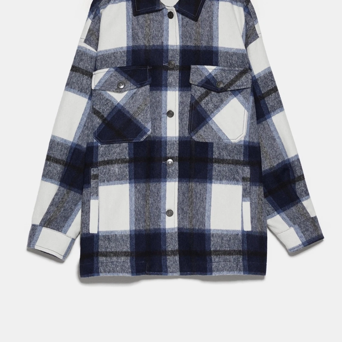 Blå rutig skjort-jacka från zara