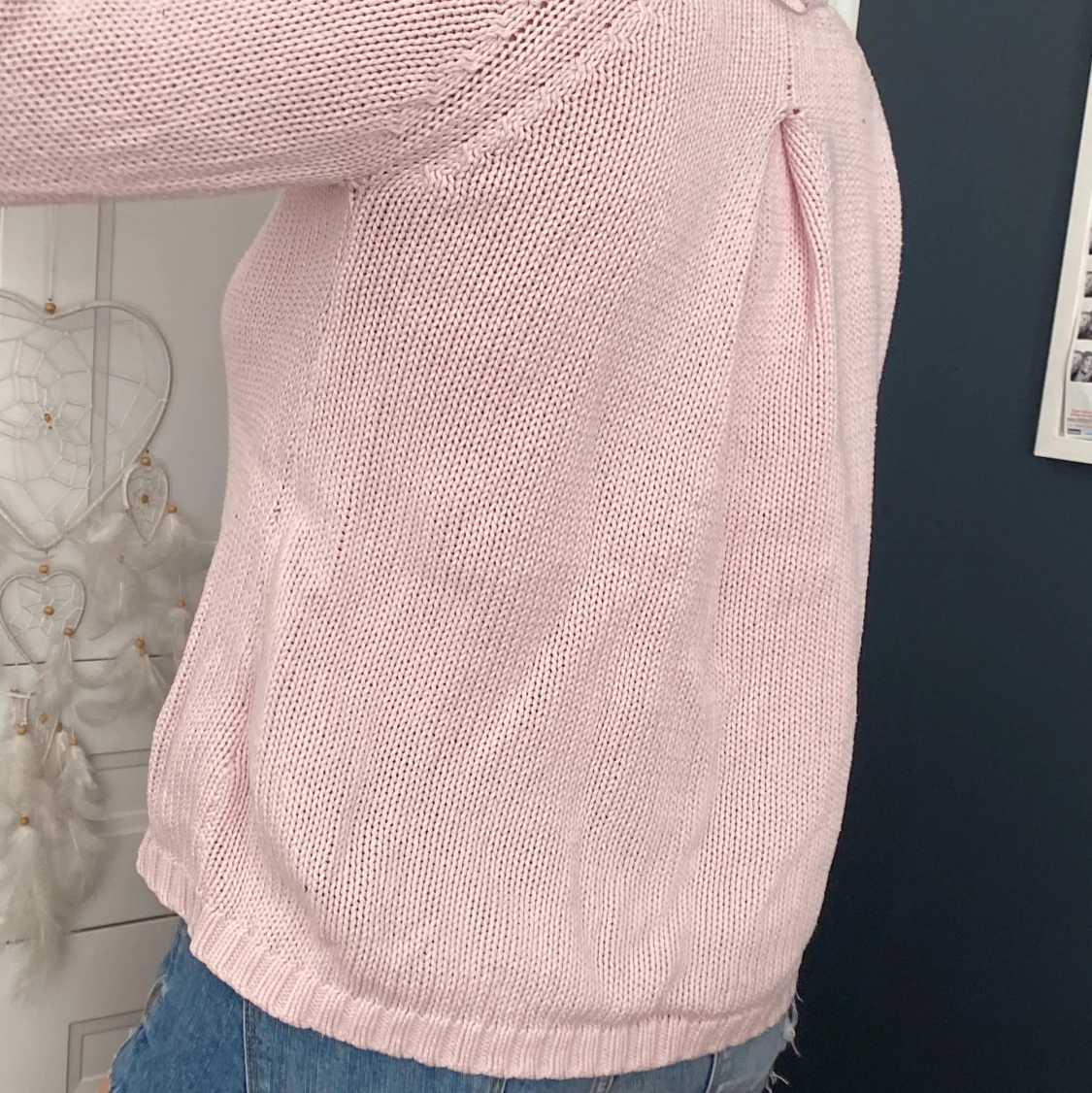 Rosa stickad tröja - 90