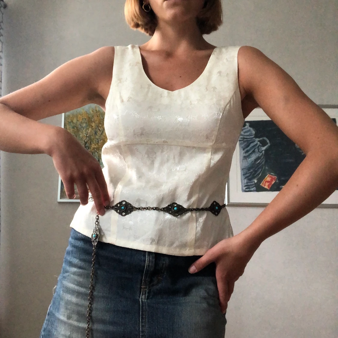 Vintage vit topp med detaljer