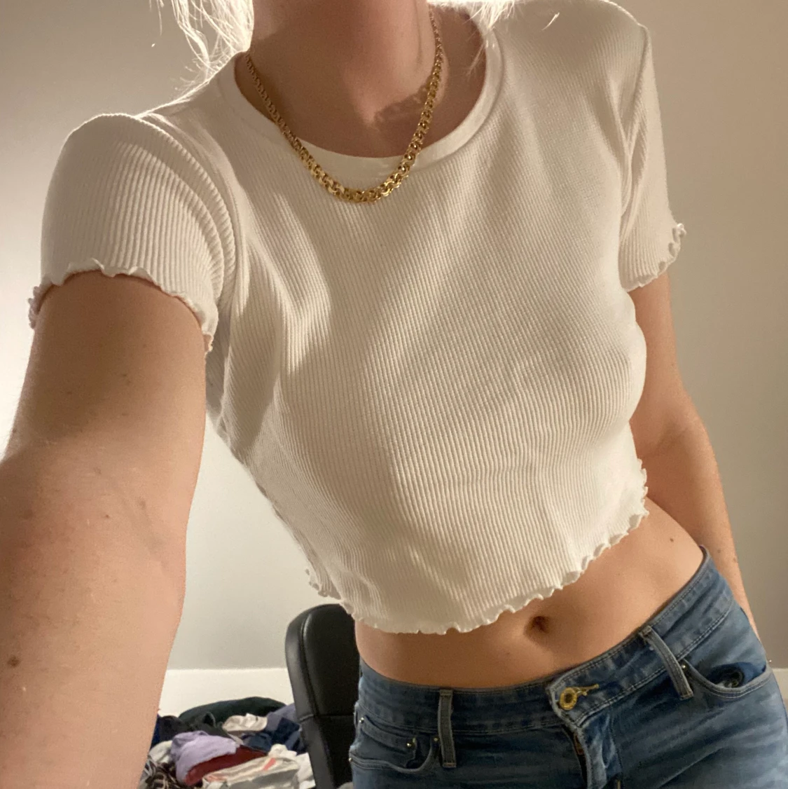 Vit ribbad t-shirt