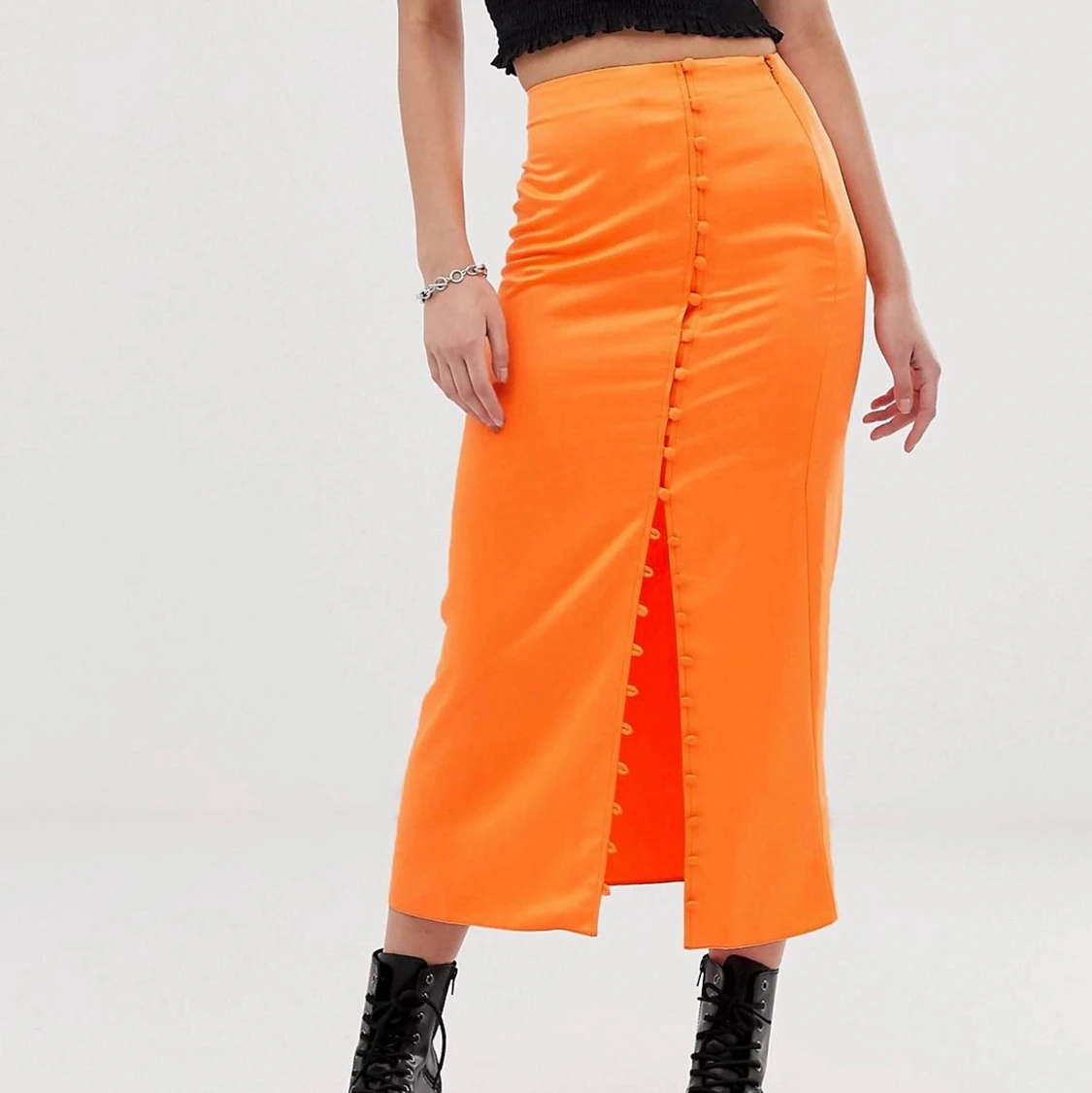 Orange neon kjol med slits- Asos - 91