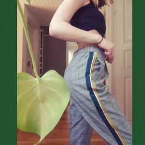  - Gråa Rutiga "dressade" byxor med sidelines. Har änndast prövat så helt och hållet ny skick. Så snygga men inte min stil tyvärr 