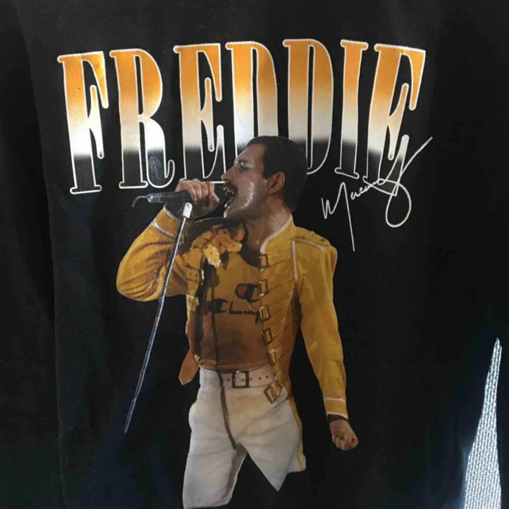 Jättefin tröja från Bershka i strl S, som har tryck av Freddie Mercury från bandet Queen! Säljer då den inte används så mycket. Köparen står för frakt ☺️. Hoodies.