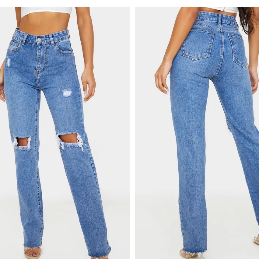 Helt nya jeans från Prettylittlething i storlek 36. Säljer pga att jag råkade beställa fel storlek.. Jeans & Byxor.