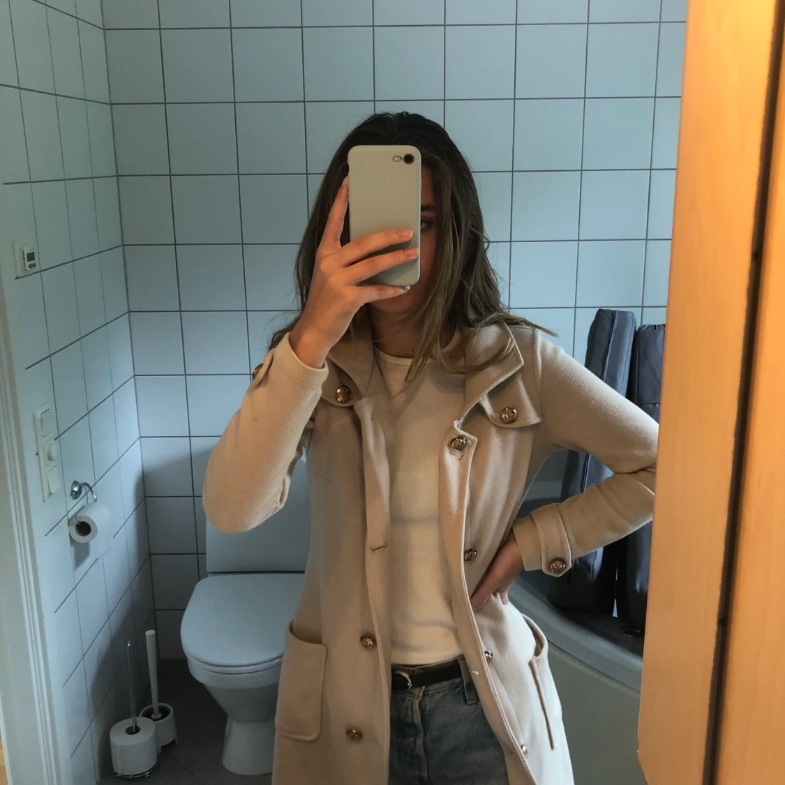 Beige vår och sommarkappa - 90