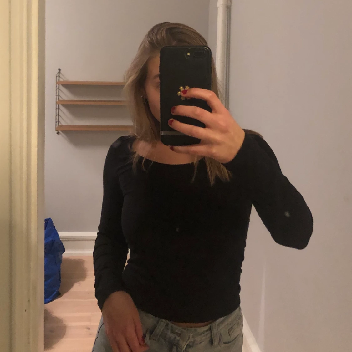 Svart långärmad t-shirt  - 90