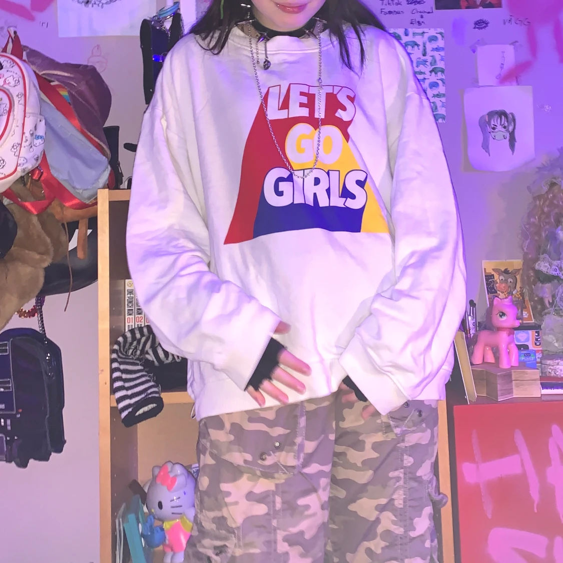 Vit sweatshirt med tryck