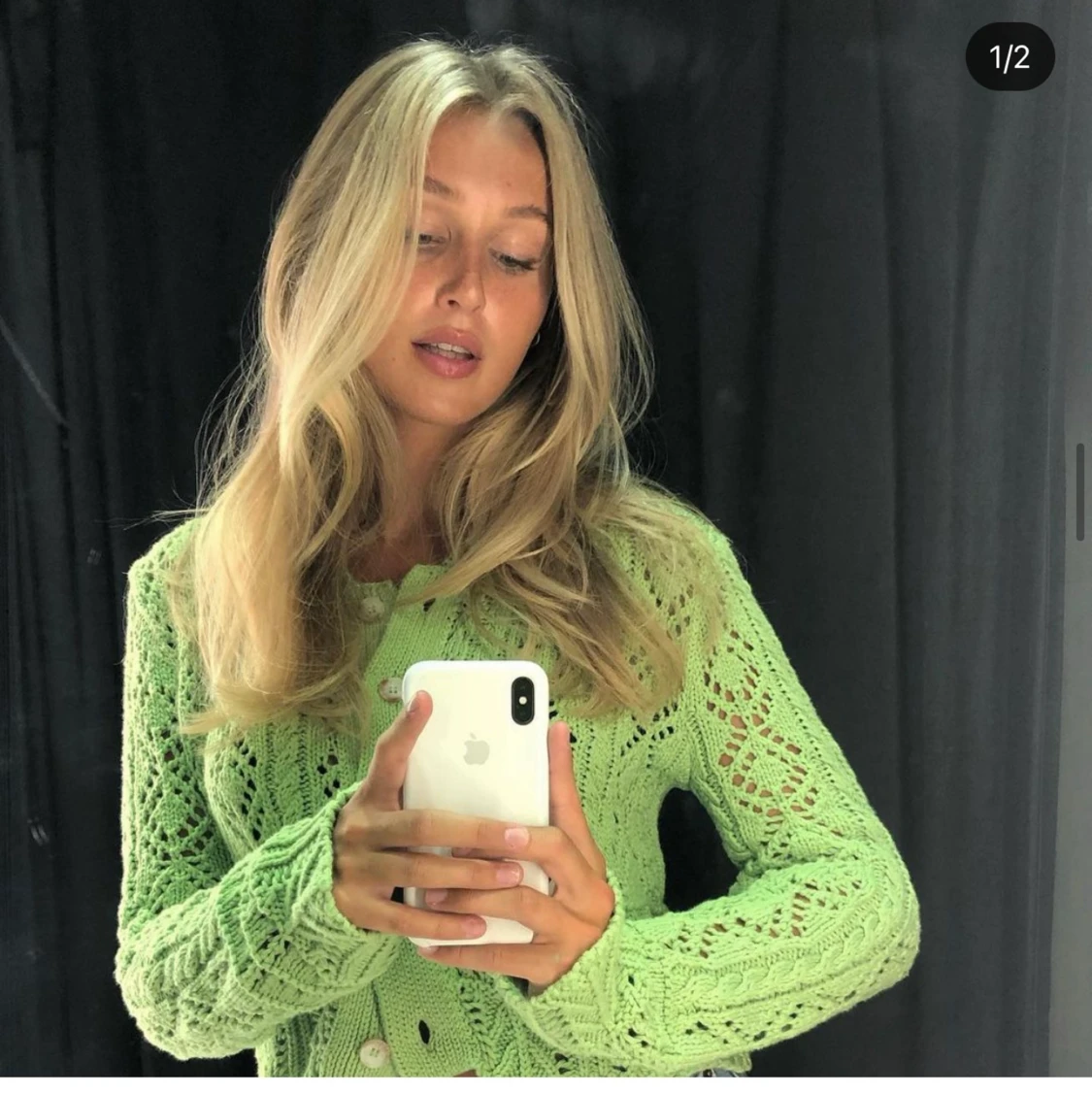 Zara populär grön stickad tröja kofta  - 90