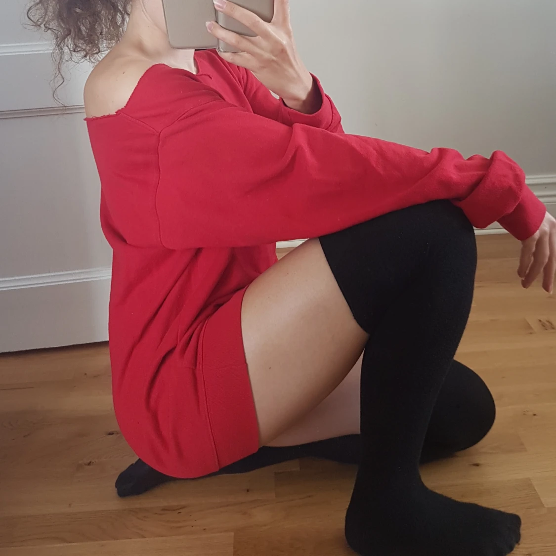 Röd Collegetröja off shoulder - 90