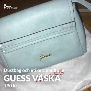 Guess väska - Jätte fin väska från Guess. Buren ett par enstaka gånger bara. Små bitar på ena hörnet av väskan har lossnat, därav det låga priset  Dustbag ingår 