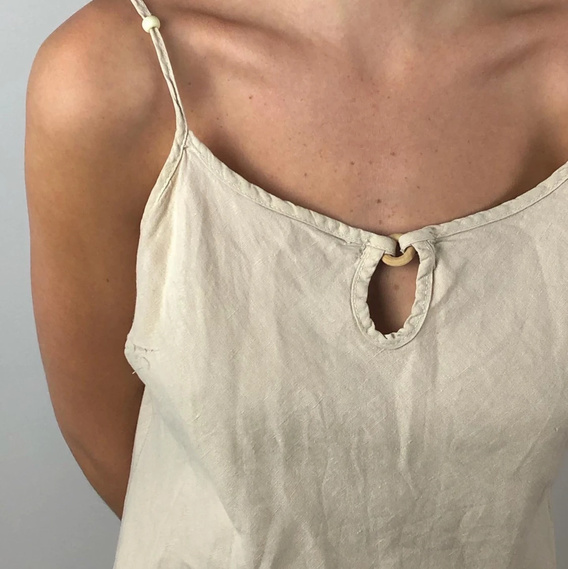 fin beige linne klänning - 91