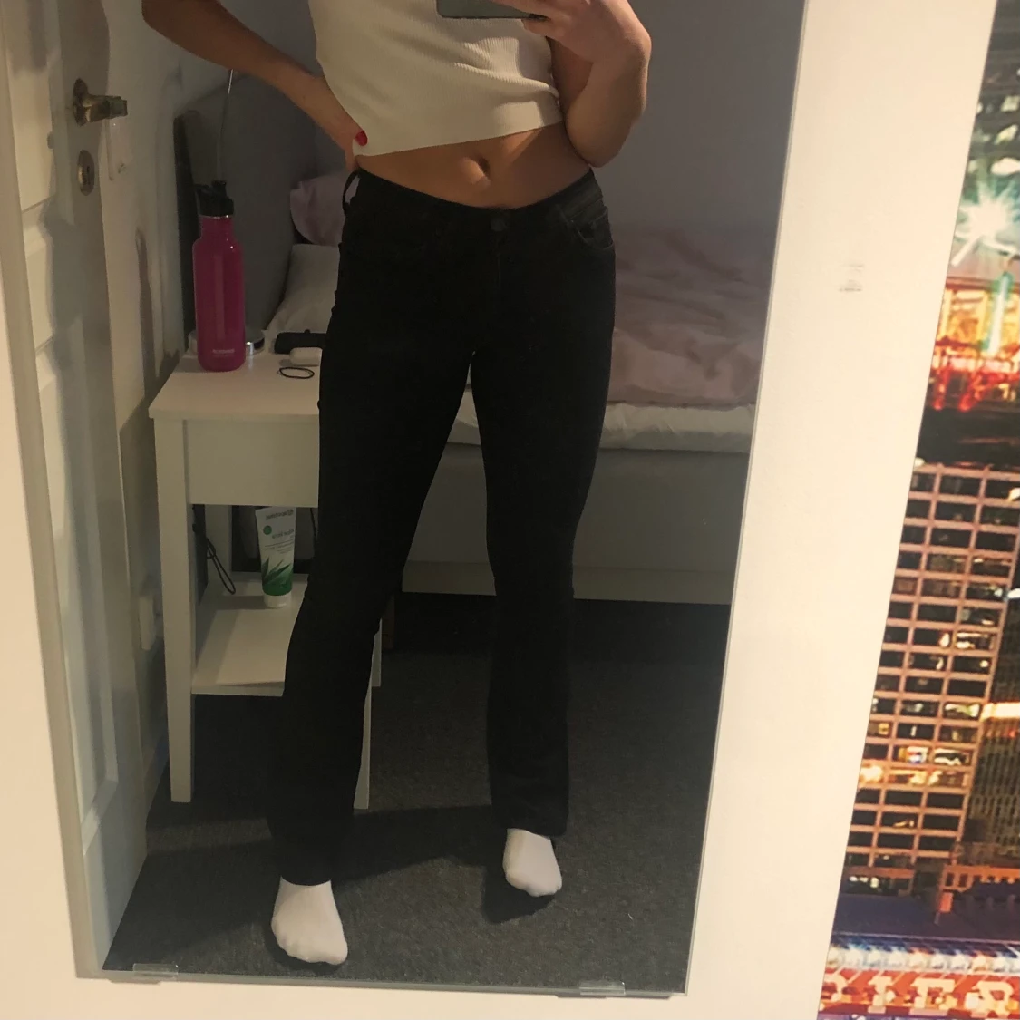 Lågmidjade svarta jeans