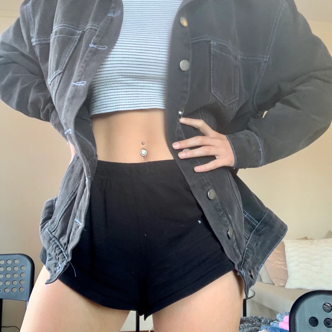 Grey jean jacket from boohoo